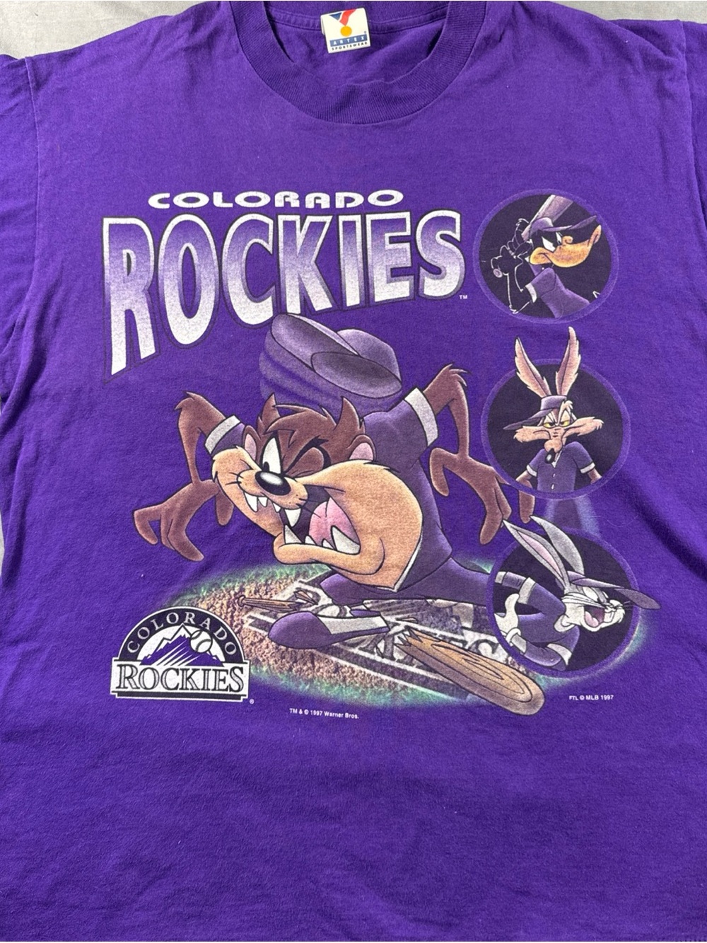 Colorado Rockies single stitch Purple Looney Tunes T-Shirt - Warner Bros.